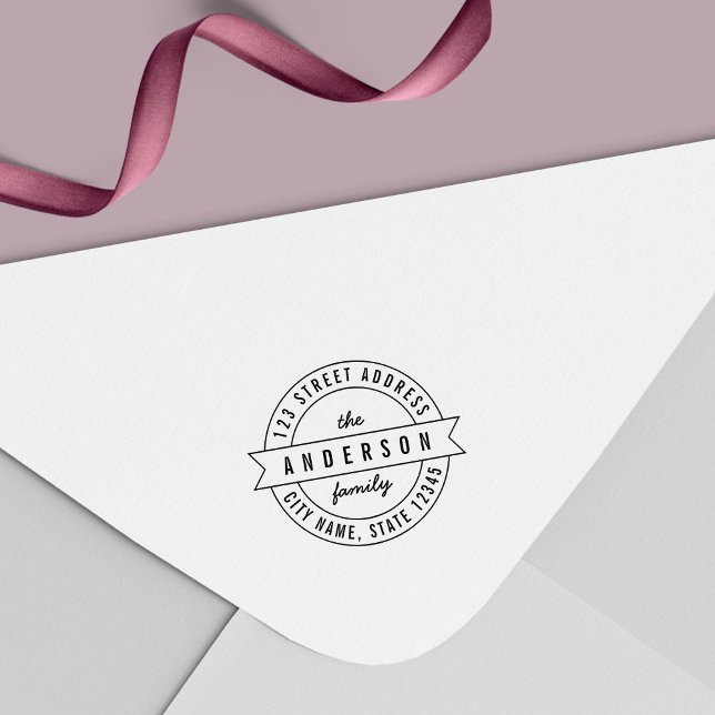 Carimbo Auto Entintado Endereço de devolução do Nome da Família Moderna d (Criador carregado)