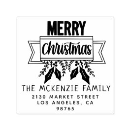 Carimbo Auto Entintado Endereço de devolução do nome da família natalícia