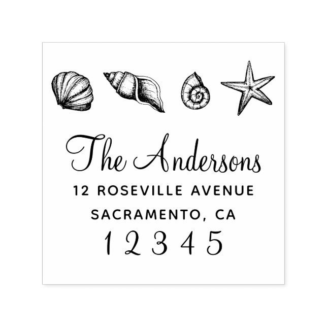 Carimbo Auto Entintado Endereço de devolução do nome da família náutica S (Design)