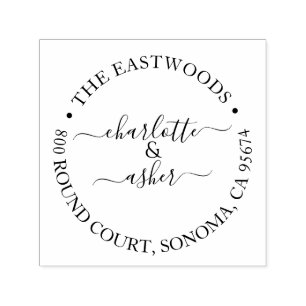 Carimbo Auto Entintado Endereço de devolução do nome da família Newlyweds