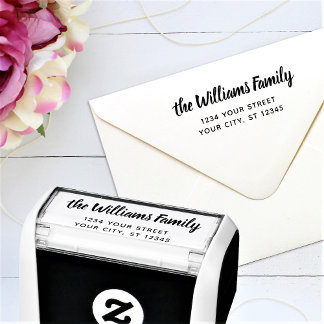 Carimbo Auto Entintado Endereço de devolução do nome da família personali