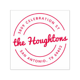 Carimbo Auto Entintado Endereço de Devolução do Nome da Família Redonda d