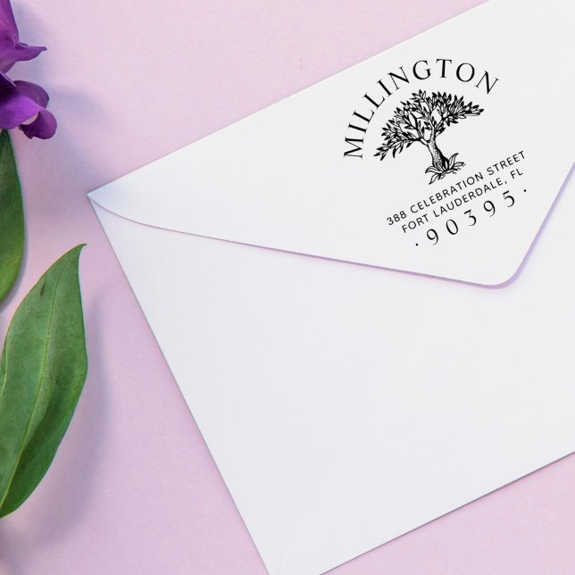 Carimbo Auto Entintado Endereço de devolução do nome da família redonda d (Criador carregado)