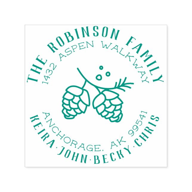 Carimbo Auto Entintado Endereço de devolução do nome da família Ronda Rus (Design)