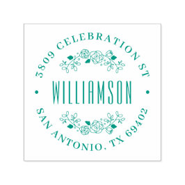 Carimbo Auto Entintado Endereço de devolução do nome da família Round Flo