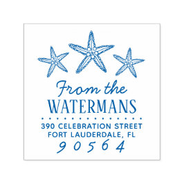 Carimbo Auto Entintado Endereço de devolução do nome da família Starfish 