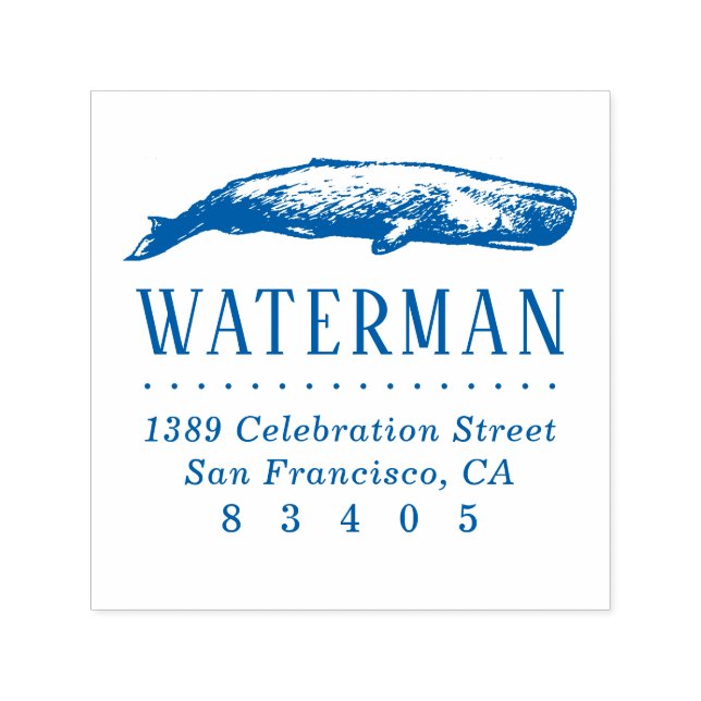 Carimbo Auto Entintado Endereço de devolução do nome de baleia desenhado  (Design)