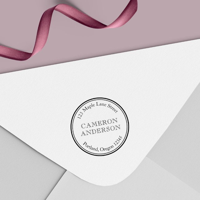 Carimbo Auto Entintado Endereço de Devolução do Nome de Borda Redonda Clá (Criador carregado)