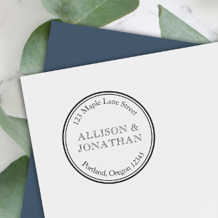 Carimbo Auto Entintado Endereço de devolução do nome do Casal de borda re