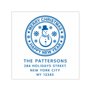 Carimbo Auto Entintado Endereço de devolução do nome do Feliz ano novo de