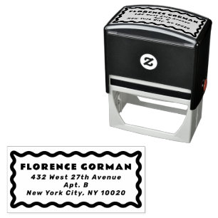 Carimbo Auto Entintado Endereço de devolução do quadro Wavy Negrito