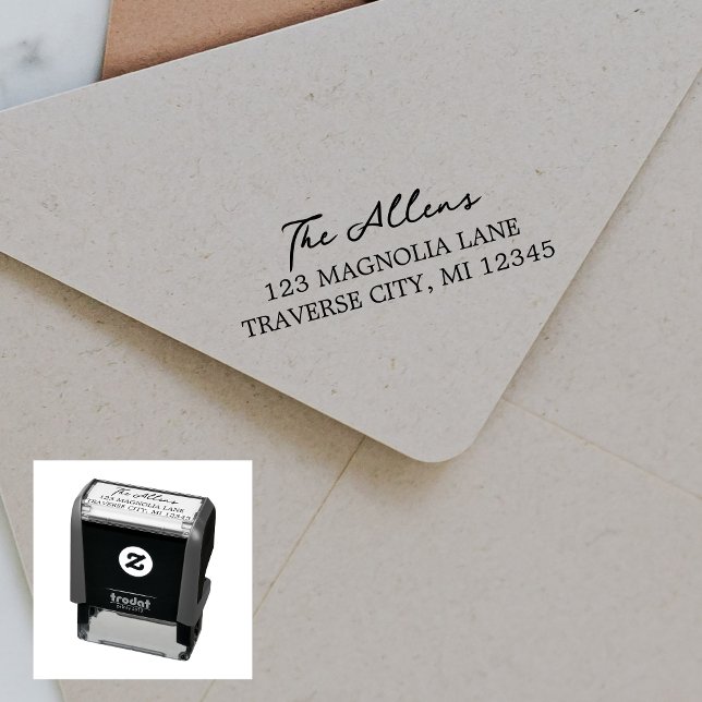 Carimbo Auto Entintado Endereço de devolução do Rico da família (Criador carregado)