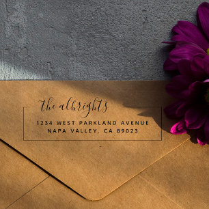 Carimbo Auto Entintado Endereço de Devolução do Script do Nome da Família