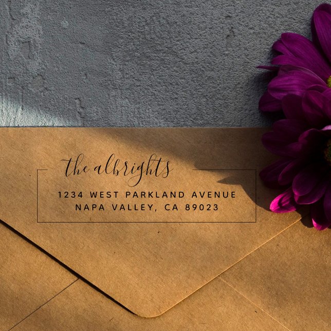 Carimbo Auto Entintado Endereço de Devolução do Script do Nome da Família (Criador carregado)