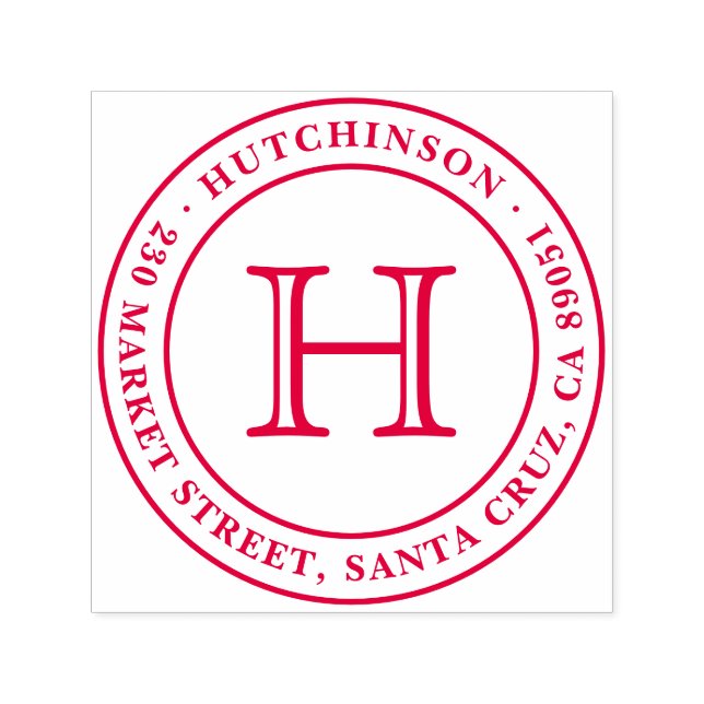 Carimbo Auto Entintado Endereço de devolução do selo redondo do monograma (Design)