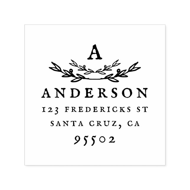 Carimbo Auto Entintado Endereço de devolução do Sobrenome Russo Monograma (Design)