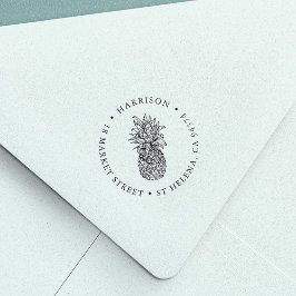 Carimbo Auto Entintado Endereço de devolução do Vintage Pineapple Round