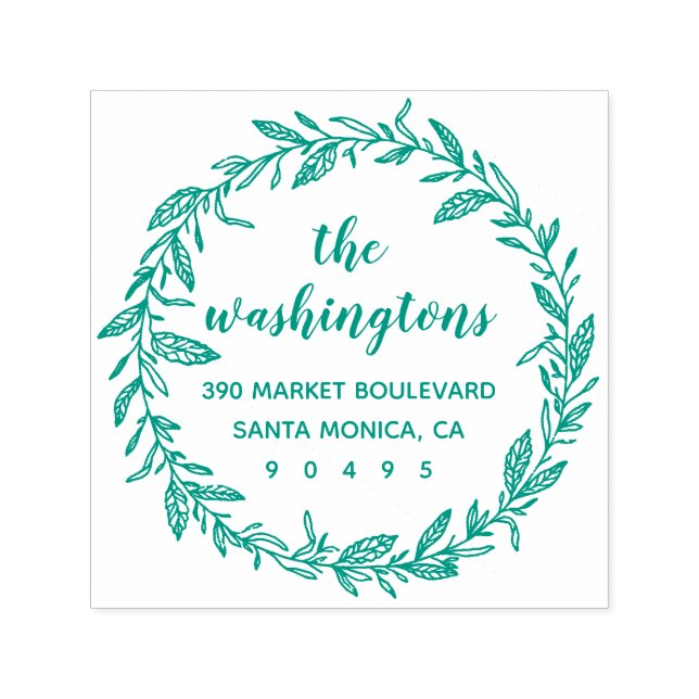 Carimbo Auto Entintado Endereço de devolução do Whimsical Laurel Wreath (Design)