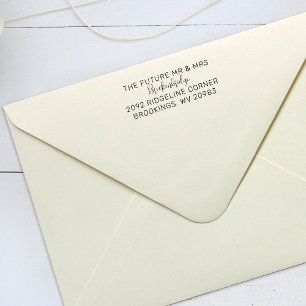 Carimbo Auto Entintado Endereço de devolução dos Casais da Sra. Script