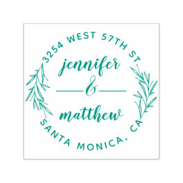 Carimbo Auto Entintado Endereço de Devolução Elegante do Casal Casado Per