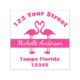 Carimbo Auto Entintado Endereço de devolução Flamingos