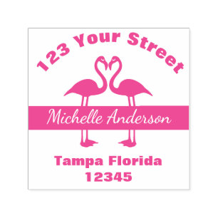 Carimbo Auto Entintado Endereço de devolução Flamingos