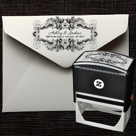 Carimbo Auto Entintado Endereço de Devolução Floral Ornamental Inspirado 