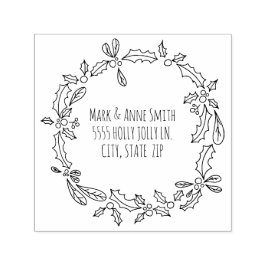 Carimbo Auto Entintado Endereço de devolução Holly Berry para Natais vint