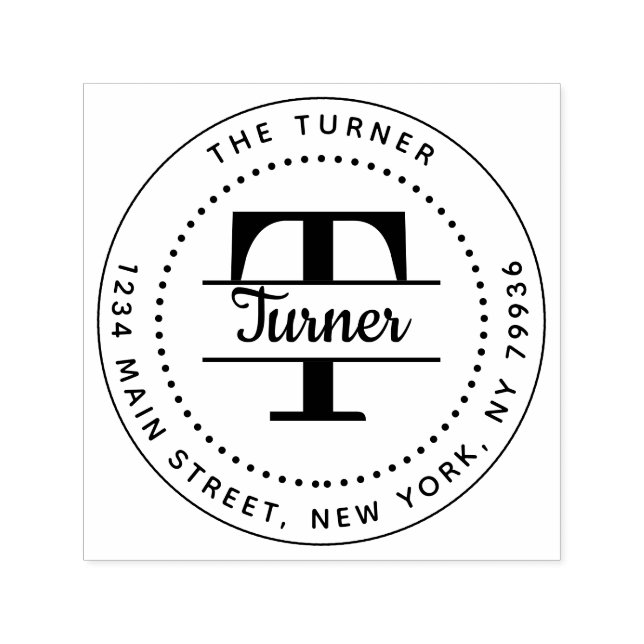 Carimbo Auto Entintado Endereço de devolução monograma redondo Elegante (Design)