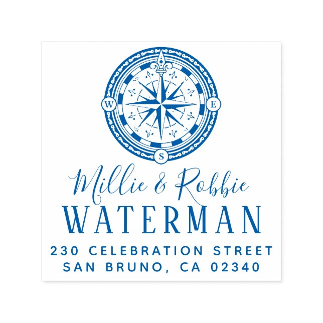 Carimbo Auto Entintado Endereço de devolução náutica de ponte costeira (Design)