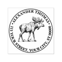 Endereço de Devolução Nome Desenho Vintage Alce Wa