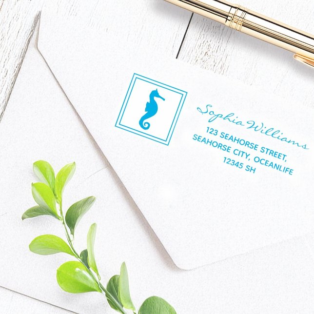 Carimbo Auto Entintado Endereço de devolução para cavalos de mar náuticos (Criador carregado)