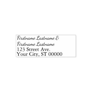 Carimbo Auto Entintado Endereço de devolução para um casal com dois sobre
