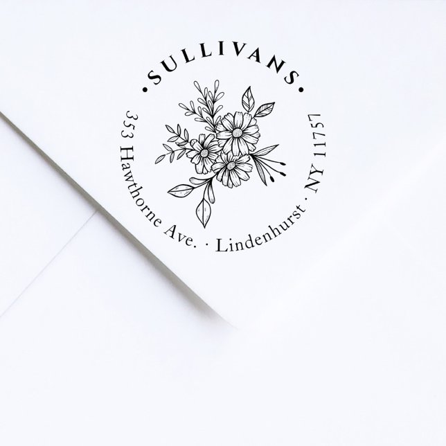 Carimbo Auto Entintado Endereço de devolução personalizada do Buquê Botân (Criador carregado)