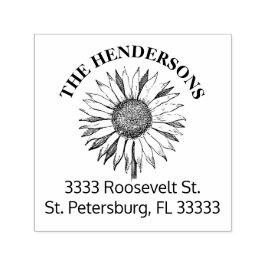 Carimbo Auto Entintado Endereço de devolução personalizado Rustic Sunflow