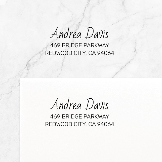 Carimbo Auto Entintado Endereço de devolução personalizado simples 02. Ti (Elegant, modern script font typography self-inking return address stamp.)
