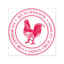 Carimbo Auto Entintado Endereço de devolução redonda do galo desenhado à 