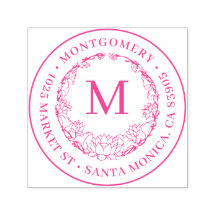 Endereço de devolução redonda do monograma flaoral