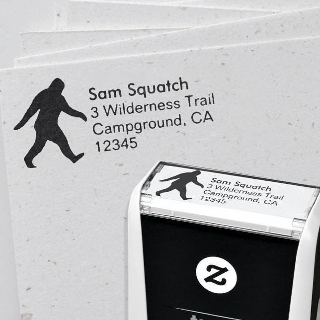 Carimbo Auto Entintado Endereço de devolução Sasquatch Silhouette Bigfoot (Criador carregado)