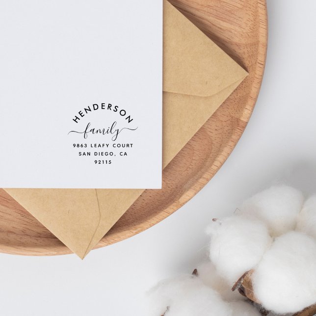 Carimbo Auto Entintado Endereço de Devolução Simples da Família de Script (Criador carregado)