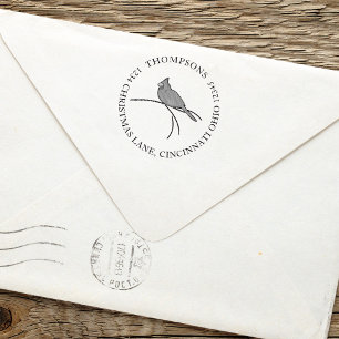 Carimbo Auto Entintado Endereço de devolução simples do Cardinal Vermelho