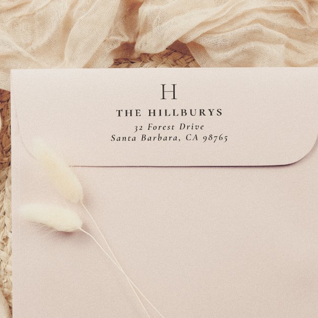 Carimbo Auto Entintado Endereço de devolução simples monograma do Elegant (Rubber Stamp Mock-up)