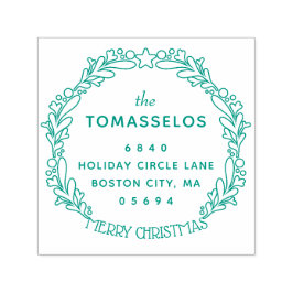 Carimbo Auto Entintado Endereço de devolução Wreath de Contorno de Natal