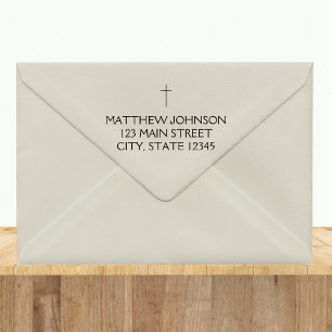 Carimbo Auto Entintado Endereço de Nome de Cruz Preta Simples