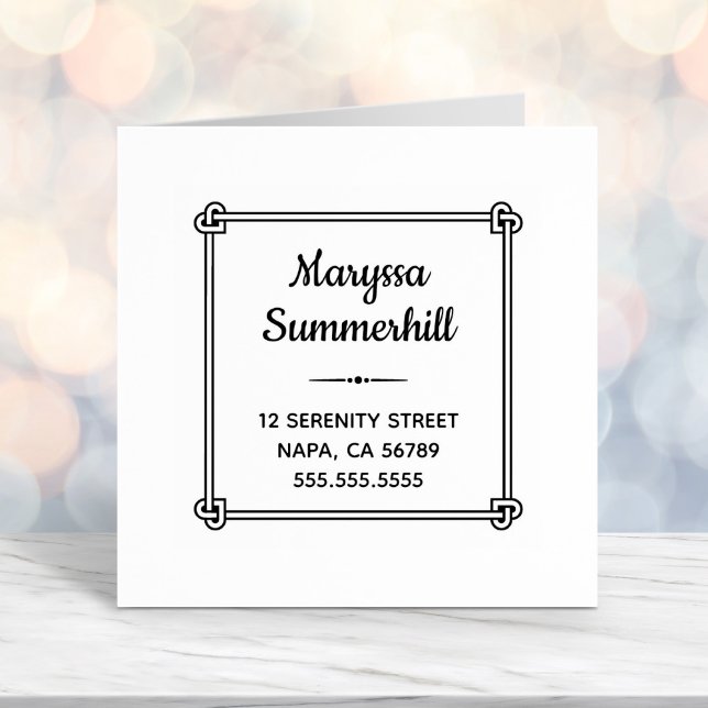 Carimbo Auto Entintado Endereço de Quadro do Knot Formatado Corner (Criador carregado)