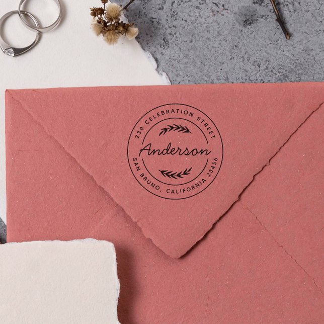 Carimbo Auto Entintado Endereço De Retorno Botânico Simples (Rubber Stamp Mock-up)