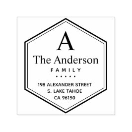 Carimbo Auto Entintado Endereço de retorno da família do logotipo Hexagon