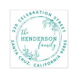 Carimbo Auto Entintado Endereço de Retorno da Fenda Botânica Desenhada à 