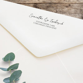 Carimbo Auto Entintado Endereço de retorno de caligrafia elegante persona