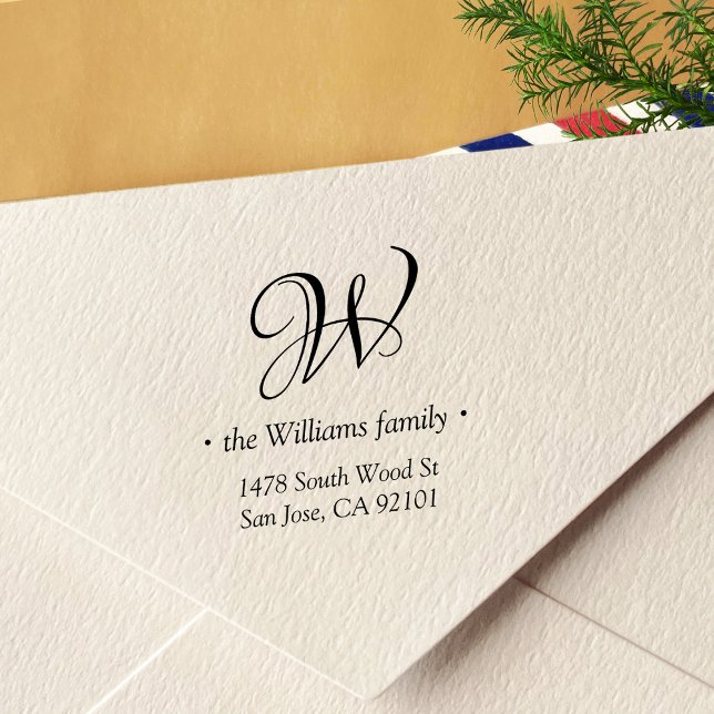 Carimbo Auto Entintado Endereço de retorno de caligrafia monográfica e mi (Criador carregado)